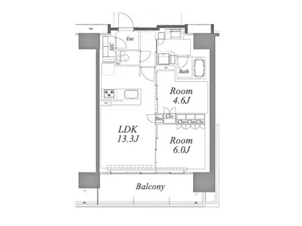 リニアゲートタワー名古屋(2LDK/18階)の間取り写真