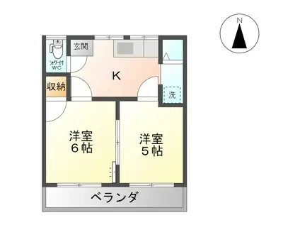 常入ハイツ(2DK/2階)の間取り写真