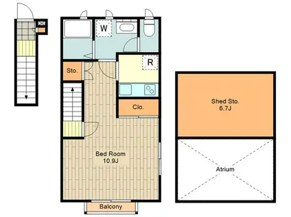 ガーデニア国立(1K/2階)の間取り写真
