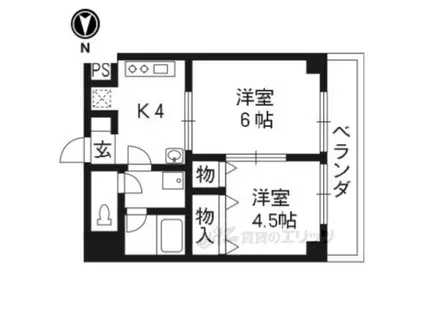 チコーベルメゾン桂(2DK/2階)の間取り写真