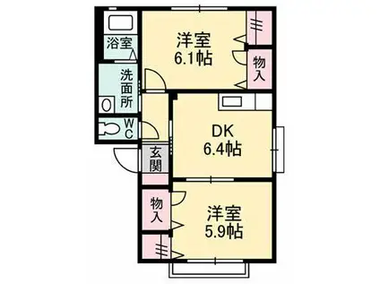 シャーメゾンよしだII(2DK/2階)の間取り写真