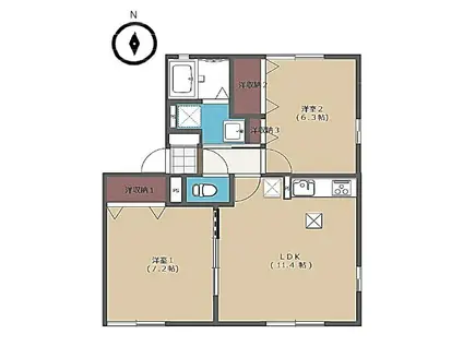 ラ・プランタン(2LDK/1階)の間取り写真