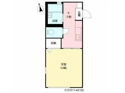 ジュネスコートA棟(1K/1階)の間取り写真