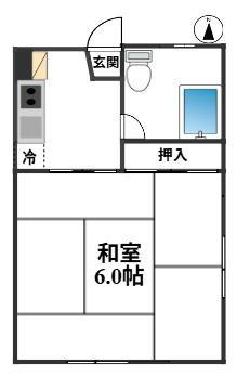 ブルービラ(1K/2階)の間取り写真