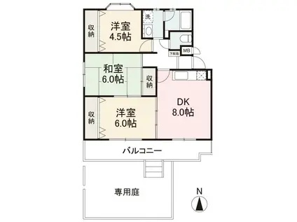 リッチアイランドII(3DK/1階)の間取り写真