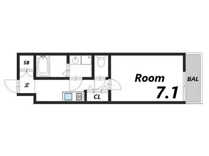 CAPITAL.I姫路(1K/7階)の間取り写真