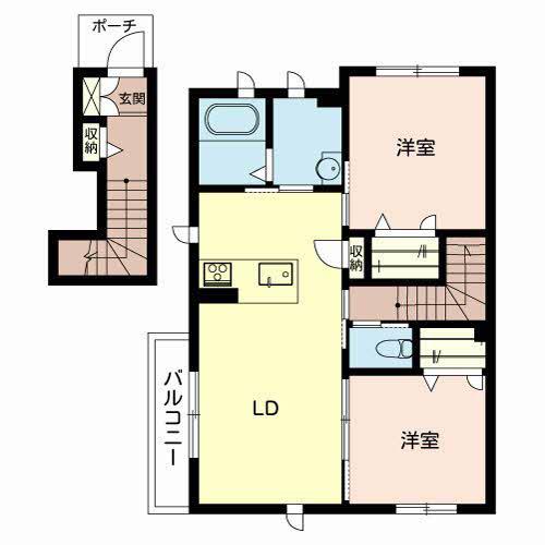 アーバンのざとCENTER(2LDK/2階)の間取り写真