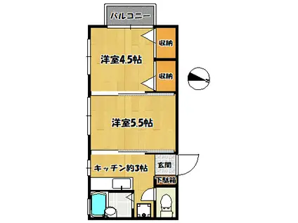 エヌケイケイ(2K/3階)の間取り写真