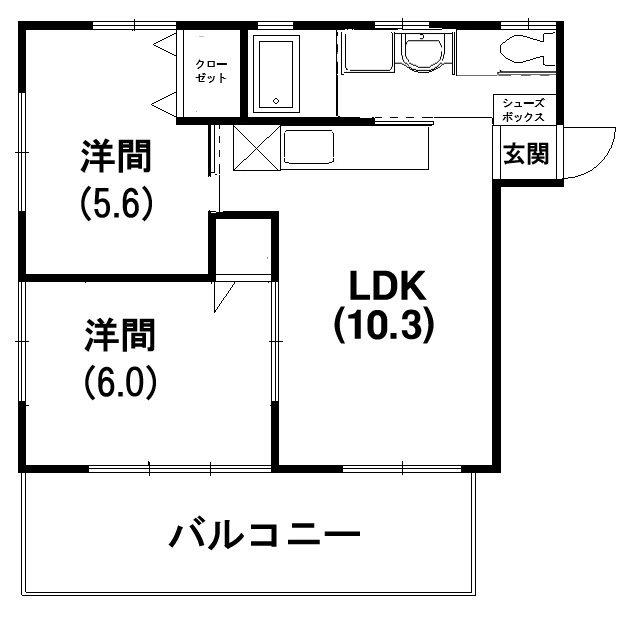 コーポITO(2LDK/2階)の間取り写真