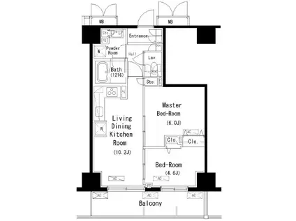 PARK AXIS元浅草STAGE(2LDK/6階)の間取り写真