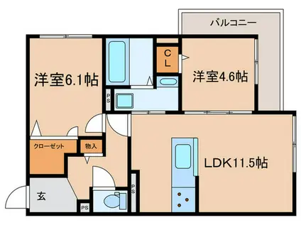 シーグレース浜甲子園(2LDK/3階)の間取り写真