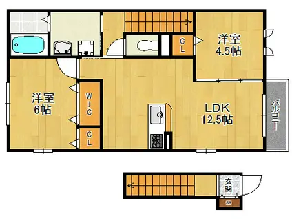 リヒトヴィラ Ⅰ(2LDK/2階)の間取り写真