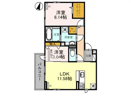 クリスタルハイツあびこβ(2LDK/3階)の間取り写真