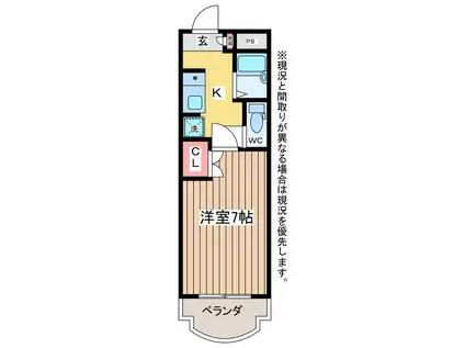 プリヴィラ壹番館(1K/3階)の間取り写真