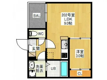 REGALEST SENAI(1LDK/2階)の間取り写真