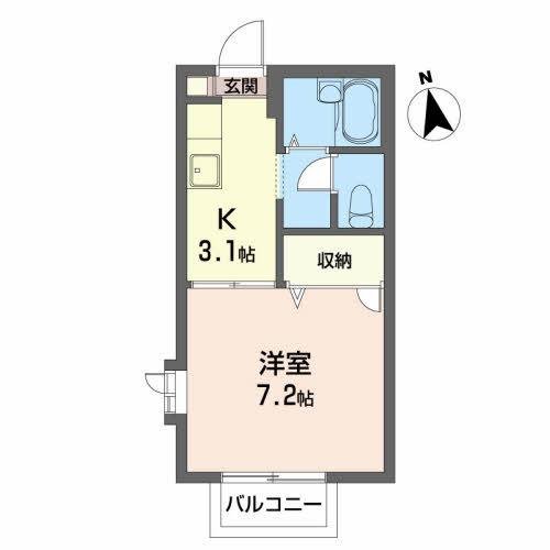 ぱすてるはうすR(1K/2階)の間取り写真