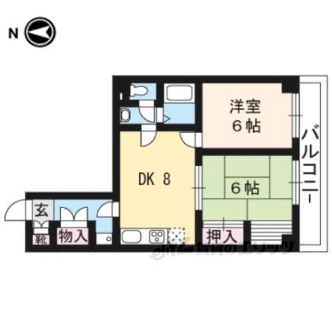 グレースコート堀川(2LDK/4階)の間取り写真