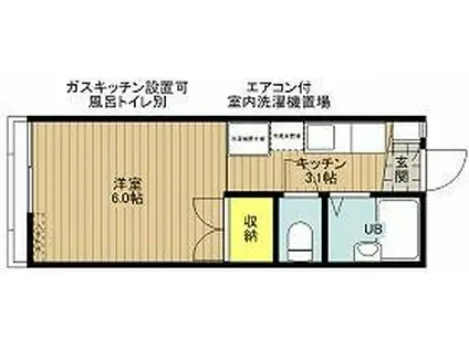 フルグリーンメゾン(ワンルーム/2階)の間取り写真