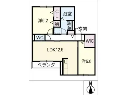 アルビレオ(2LDK/2階)の間取り写真