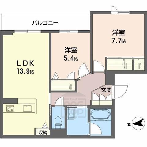 シャーメゾン ヴェルーラ(2LDK/2階)の間取り写真