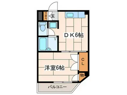 リベルテ京町(1DK/2階)の間取り写真