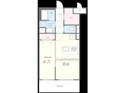 ESPERANZA TACHIKAWA(1DK/2階)の間取り写真