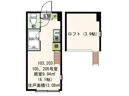 LAVISH高円寺(ワンルーム/1階)の間取り写真