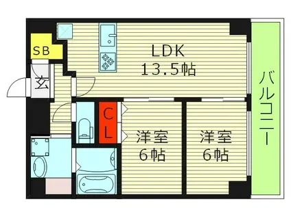 D-COURT門真駅前(2LDK/9階)の間取り写真