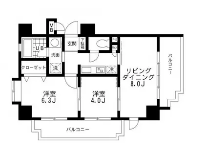 レジディア文京本郷(3K/9階)の間取り写真