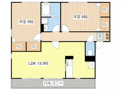 ドリームスクエアF棟(2LDK/2階)の間取り写真