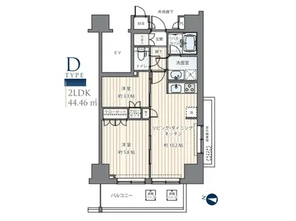 MFPRコート木場公園(2LDK/11階)の間取り写真