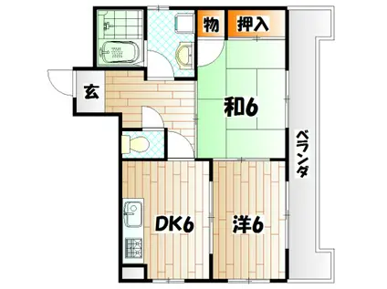 ハーモニーハイツ(2DK/8階)の間取り写真