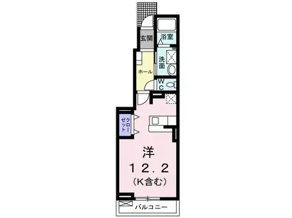 ウィステリア(ワンルーム/1階)の間取り写真