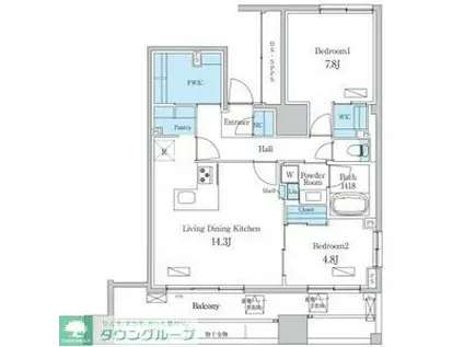 デュオフラッツ今池フレナ(2LDK/11階)の間取り写真