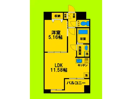 ノルデンハイム江坂(1LDK/9階)の間取り写真