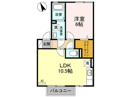 グランメール桜町C(1LDK/2階)の間取り写真