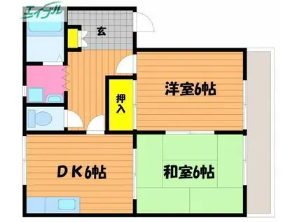 フレグランス21III(2DK/2階)の間取り写真