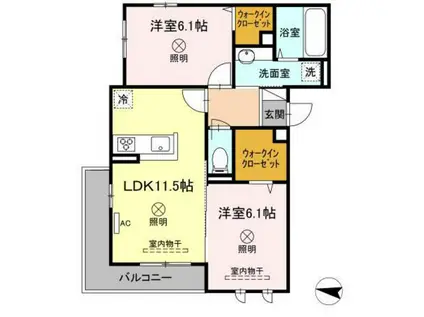 セジュール玉木E(2LDK/3階)の間取り写真