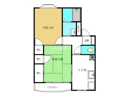 グリーンズビラ(2K/3階)の間取り写真