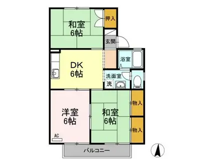 シンセラー羽田B棟(3DK/2階)の間取り写真