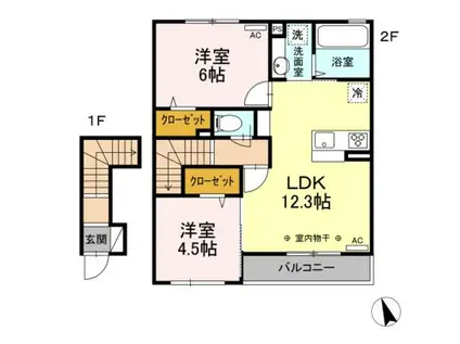 エスペランサII(2LDK/2階)の間取り写真