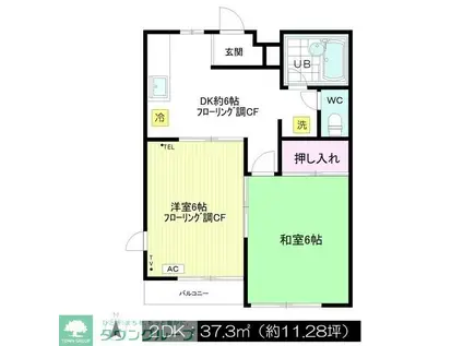 アーリーバード B(2DK/2階)の間取り写真