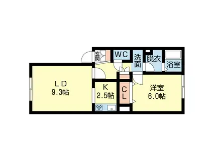 ベルシーヌ鷲別(1LDK/1階)の間取り写真