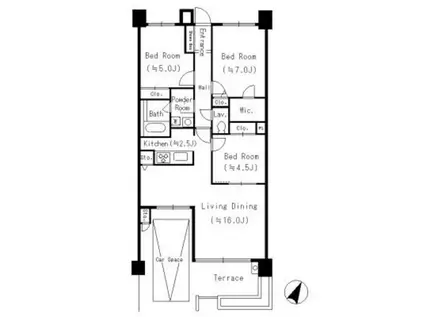 パークキューブ平和台(3LDK/1階)の間取り写真