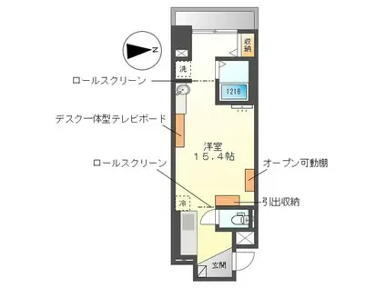 GRAND CHAINON金山(ワンルーム/4階)の間取り写真