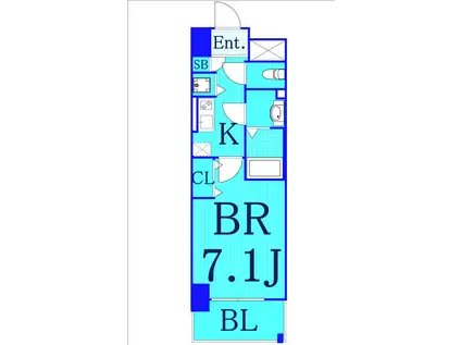 ベルヌーブラビ(1K/8階)の間取り写真