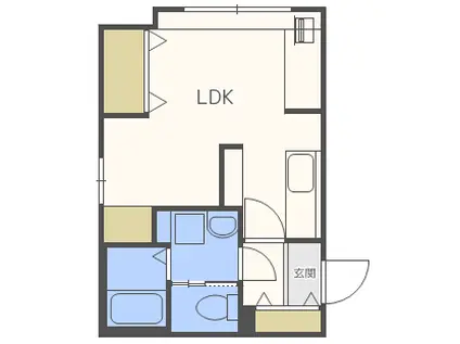 コンスコン麻生(1K/2階)の間取り写真