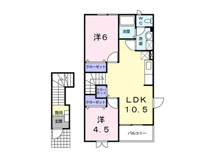 デメテールA(2LDK/2階)の間取り写真