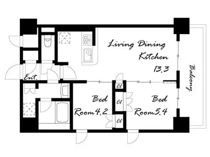 ブランシエスタ西宮(2LDK/9階)の間取り写真