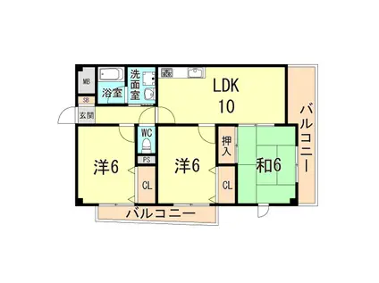 サニープラザ(3LDK/6階)の間取り写真